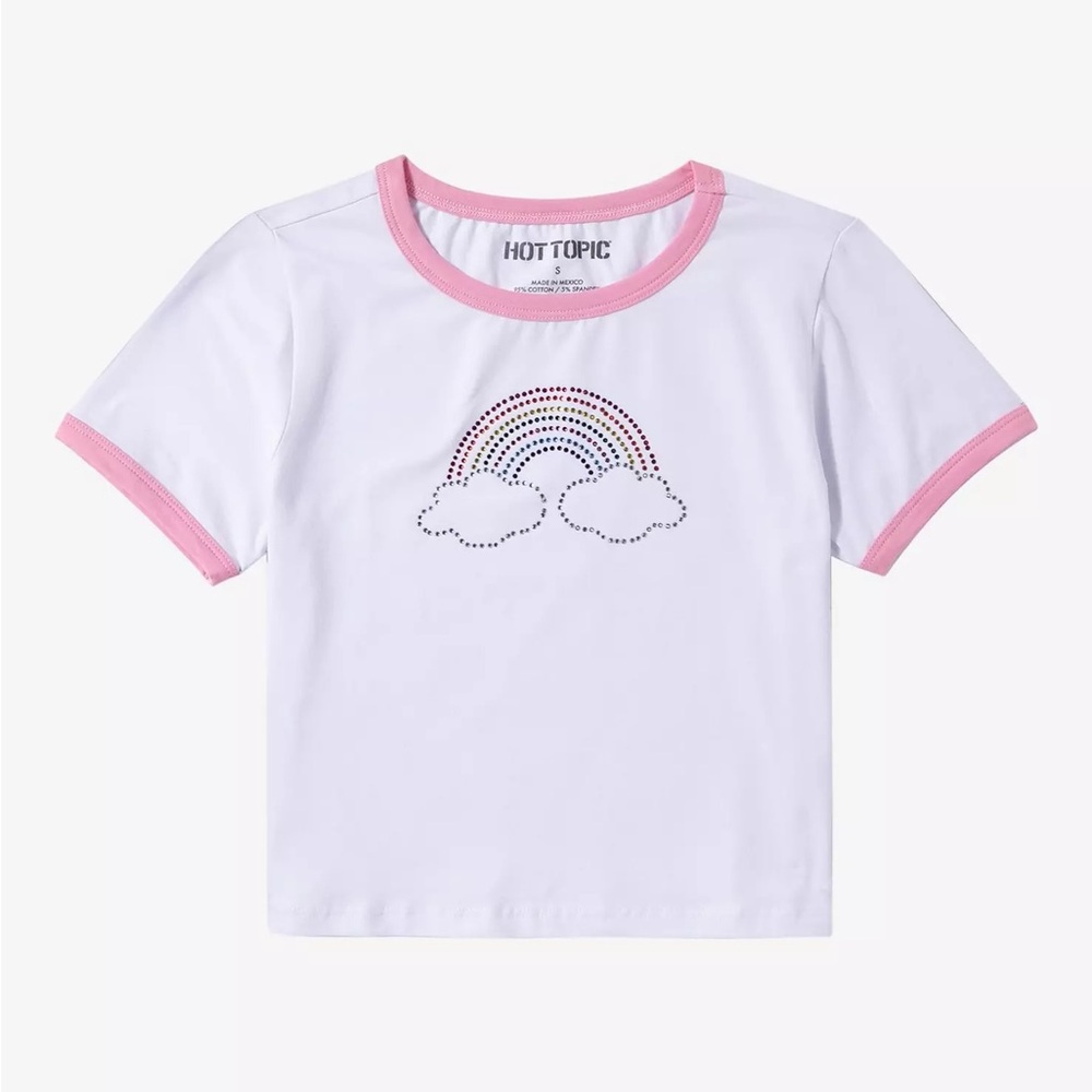 Hot Topic Rainbow Rhinestone Ringer Girls Baby T-Shirt Size 2XL